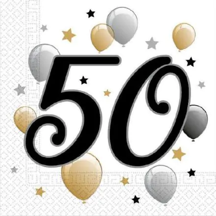Milestone, Happy Birthday 50 Servietten 20-teilig 33x33 cm Produktfoto