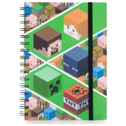 Minecraft Blöcke A5 liniertes Spiral Notizbuch Produktfoto