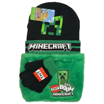 Minecraft Boom Deluxe Kinder Mütze, Schal und Handschuh Set Produktfoto