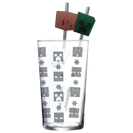 Minecraft Glas-Tumbler mit Strohhalmen Produktfoto