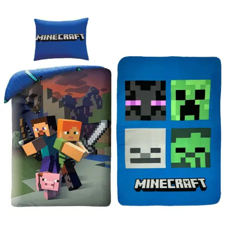 Minecraft Steve und Alex Bettbezug und Fleece Decken Set Produktfoto