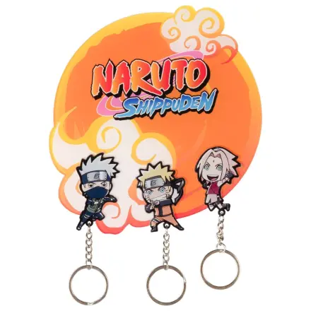 Naruto Shippuden Wand-Schlüsselhalter mit 3 Schlüsselanhängern Produktfoto