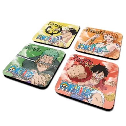 One Piece Characters Set aus 4 Untersetzern Produktfoto