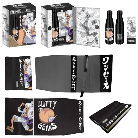 One Piece Stahlflasche, Sticker, Buchumschlag Geschenkset Luffy Gears Produktfoto