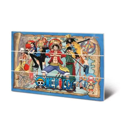 One Piece Holzdruck Straw Hat Pirates Map 20 x 30 cm Produktfoto