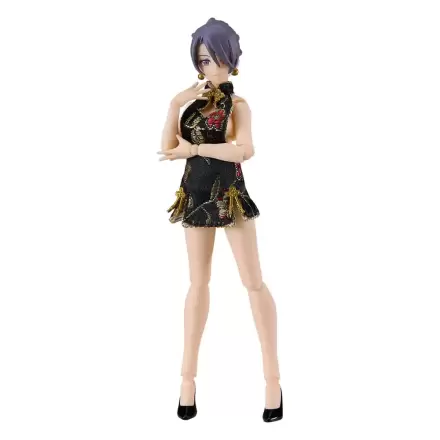 Original Character Figma Actionfigur Female Body (Mika) Mini Skirt Chinese Dress Outfit (Black) 13 cm Produktfoto