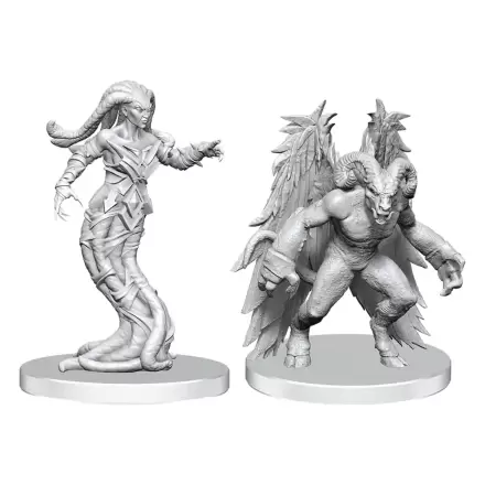 Pathfinder Deep Cuts unbemalte Miniaturen Gylou (Dienerinnen-Teufel) und Ferrugon (Rost-Teufel) Produktfoto
