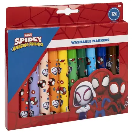 Spider-Man Spidey abwaschbare Stoff-Filzstifte 12 Stück Produktfoto