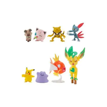 Pokémon Battle Figure Set Figuren 8er-Pack Weibliches Pikachu, Pummeluff, Wuffels, Sniebel, Abra, Ditto, Karpador, Folipurba Produktfoto