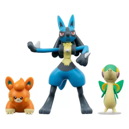 Pokémon Battle Figure Set Figuren 3er-Pack Serpifeu, Pamo, Lucario 5 cm Produktfoto