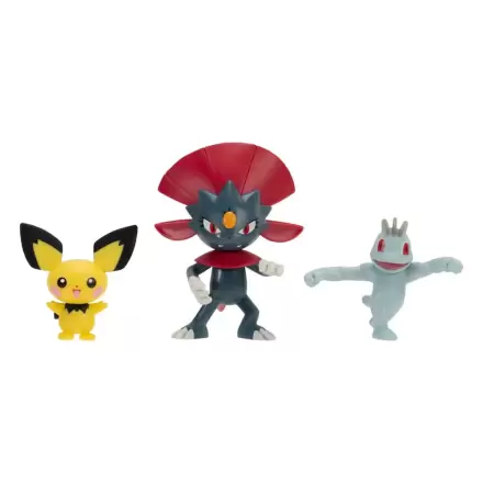 Pokémon First Partner Battle Figur Set Figuren 3er-Pack Pichu, Machop, & Weavile Produktfoto