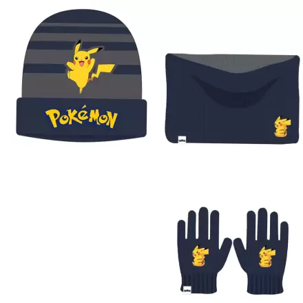 Pokemon Pikachu Winterset für Kinder mit Schlauchschal, Mütze und Handschuhen Produktfoto