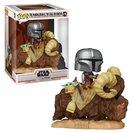 Star Wars The Mandalorian POP! Deluxe Vinyl Figur The Mandalorian on Wantha with Child in Bag 9 cm termékfotója