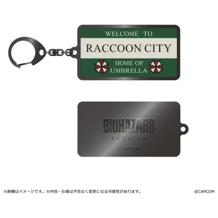 Resident Evil Requiem Metall-Schlüsselanhänger Raccoon City Welcome Sign Produktfoto