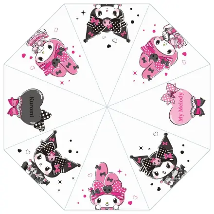 Sanrio Pink Black Party Series Regenschirm Kuromi & My Melody Transparent Produktfoto