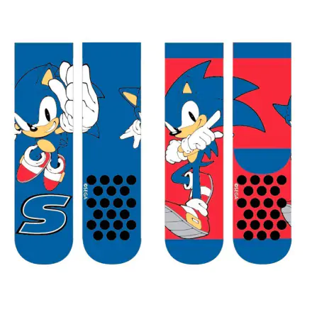 Sonic the Hedgehog 2-er Pack Kinder Stoppersocken Produktfoto