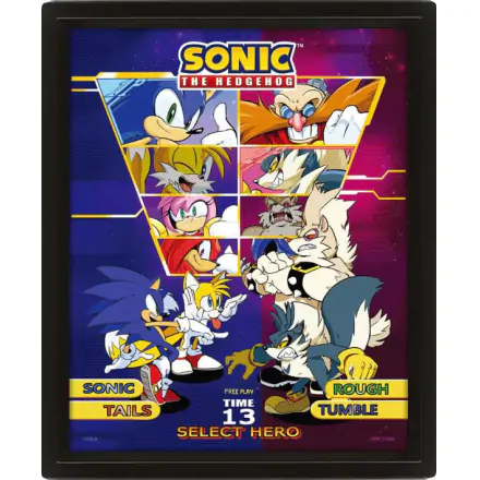 Sonic The Hedgehog 3D-Effekt Poster im Rahmen Select Your Fighter 26 x 20 cm termékfotója