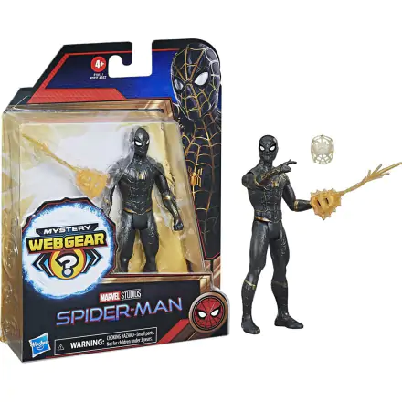 Spider-Man Pókember Black and Gold Suit Spider-Man Mystery Web Gear Actionfigur 13cm termékfotója