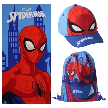 Marvel Spiderman Handtuch + Tasche + Kappe Set Produktfoto