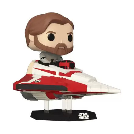 Star Wars Funko POP! Rides Super Deluxe Vinyl Wackelkopf-Figur Obi-Wan Kenobi in Delta 7 Jedi Starfighter 15 cm Produktfoto