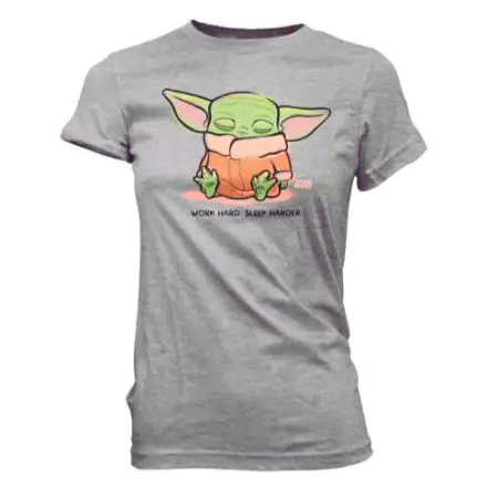 Star Wars Mandalorian Cute Yoda The Child Sleeping Grau Damen T-Shirt Produktfoto