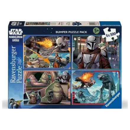 Star Wars The Mandalorian & Grogu Puzzle 4x100 Teile Produktfoto