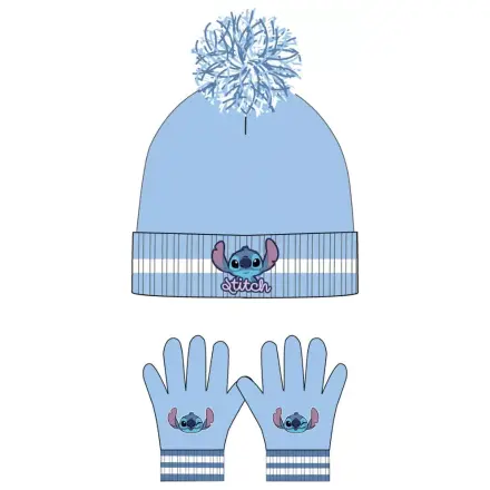 Stitch Blauer Kinder Mütze + Handschuhe Set Produktfoto
