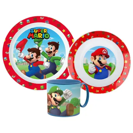 Super Mario Mushroom Kingdom Geschirr Set, Mikroplastik Set mit Tasse 265 ml Produktfoto