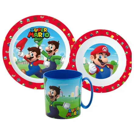 Super Mario Mushroom Kingdom Geschirr Set, Mikroplastik Set mit 350 ml Tasse Produktfoto