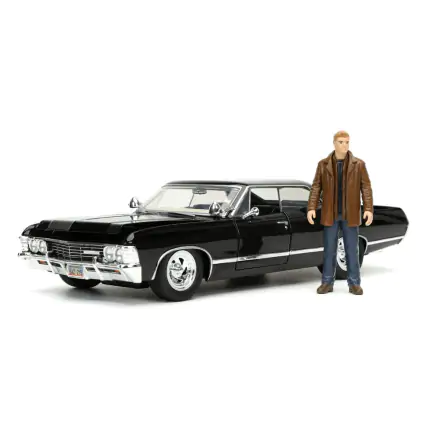 Supernatural Hollywood Rides Diecast Modell 1/24 1967 Chevrolet Impala Sport Sedan mit Dean Winchester Figur Produktfoto