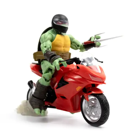 Teenage Mutant Ninja Turtles BST AXN Actionfigur mit Fahrzeug Raphael mit Motorrad (IDW Comics) 13 cm termékfotója