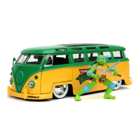 Teenage Mutant Ninja Turtles Hollywood Rides Diecast Modell 1/24 1962 VW Bus mit Leonardo Figur Produktfoto