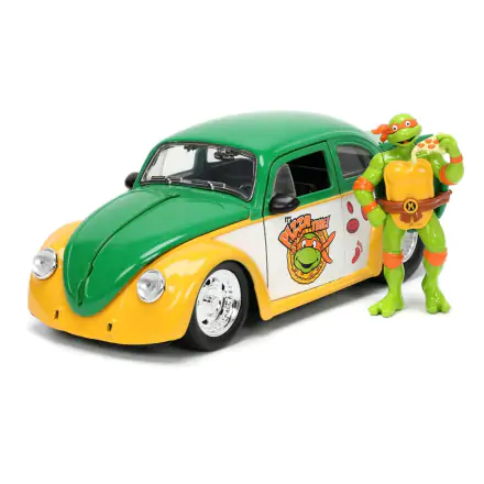 Teenage Mutant Ninja Turtles Hollywood Rides Diecast Modell 1/24 VW Drag Beetle mit Michelangelo Figur Produktfoto