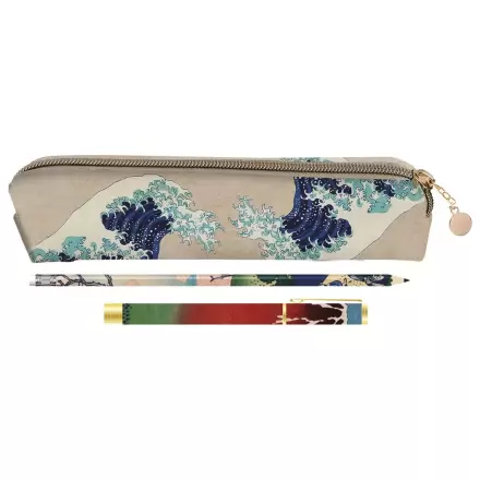 The Great Wave of Kanagawa Hokusai Set Federmäppchen, Kugelschreiber und Bleistift Produktfoto