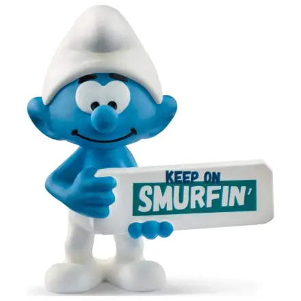 The Smurfs Mini-Figur Smurf mit einem Schild (Keep on Smurfin') 5 cm Produktfoto