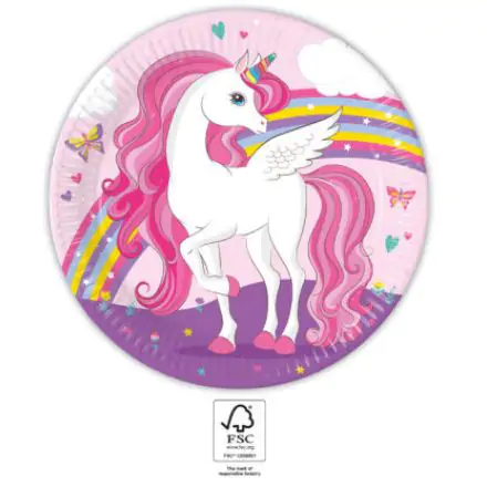 Unicorn Rainbow Colors, Unicorn Pappteller 8 Stück 23 cm FSC Produktfoto
