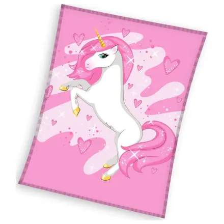 Unicorn Pink Heart Fleece Decke Produktfoto