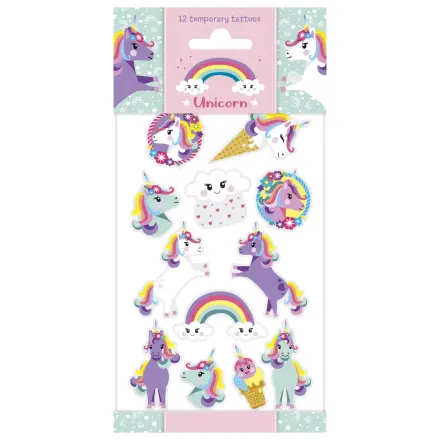 Unicorn Rainbow Tattoo 12-teilig Produktfoto