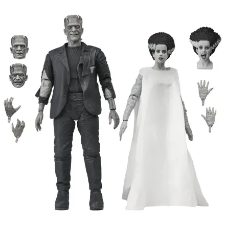 Universal Monsters 2er-Pack Actionfiguren Bride of Frankenstein 90th Anniversary The Monster & His Mate (B&W) 18 cm Produktfoto