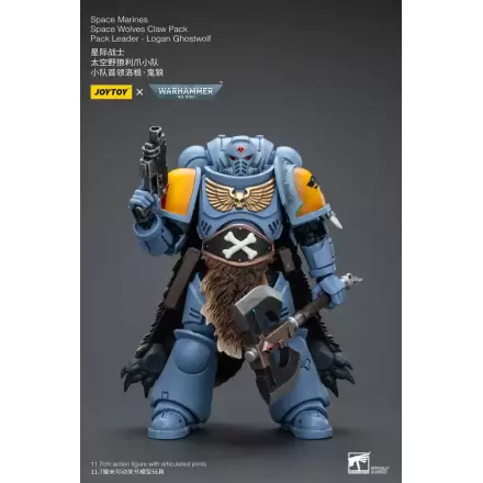 Warhammer 40k Actionfigur 1/18 Space Marines Space Wolves Claw Pack Pack Leader -Logan Ghostwolf 12 cm Produktfoto