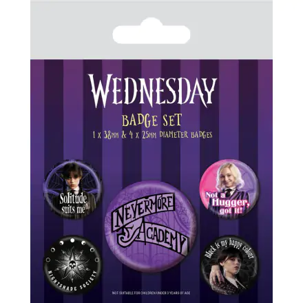 Wednesday Ansteck-Buttons 5er-Pack Nevermore Produktfoto