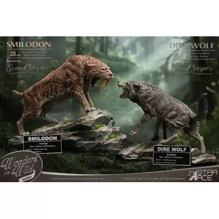 Wonders of the Wild Series Statue Smilodon & Dire Wolf Twin Pack Set 28 cm Produktfoto